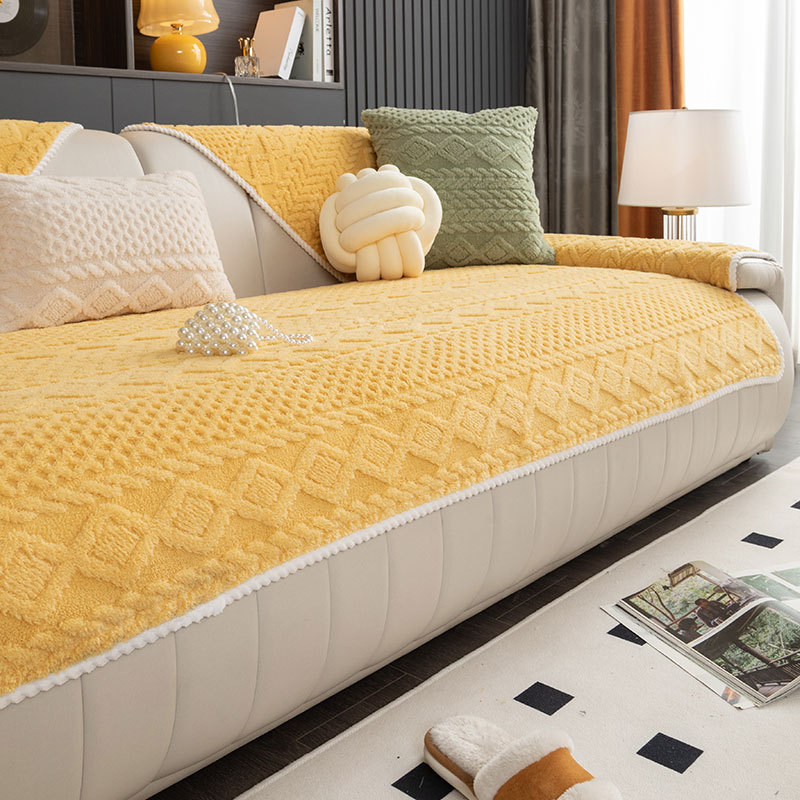 Poťah na pohovku z bavlneného velúru, jednofarebný, pre modulárnu pohovku, jednoduchý štýl, doily tvar