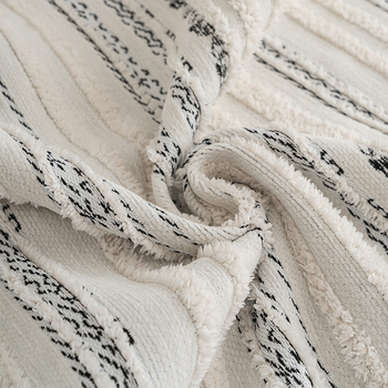 Poťah na sedačku z chenille, univerzálny pre všetky sezóny, pruhovaný vzor, ľahký luxusný štýl, tvar doily