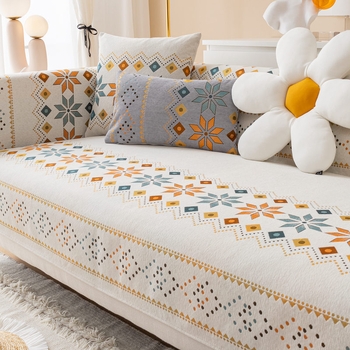 Modulárna sedačková vankúš – protišmykový Chenille poťah, bohémska retro geometrická výšivka, univerzálny dizajn pre všetky ročné obdobia, vzor 22036293986