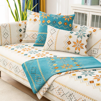 Modulárna sedačková vankúš – protišmykový Chenille poťah, bohémska retro geometrická výšivka, univerzálny dizajn pre všetky ročné obdobia, vzor 22036293986