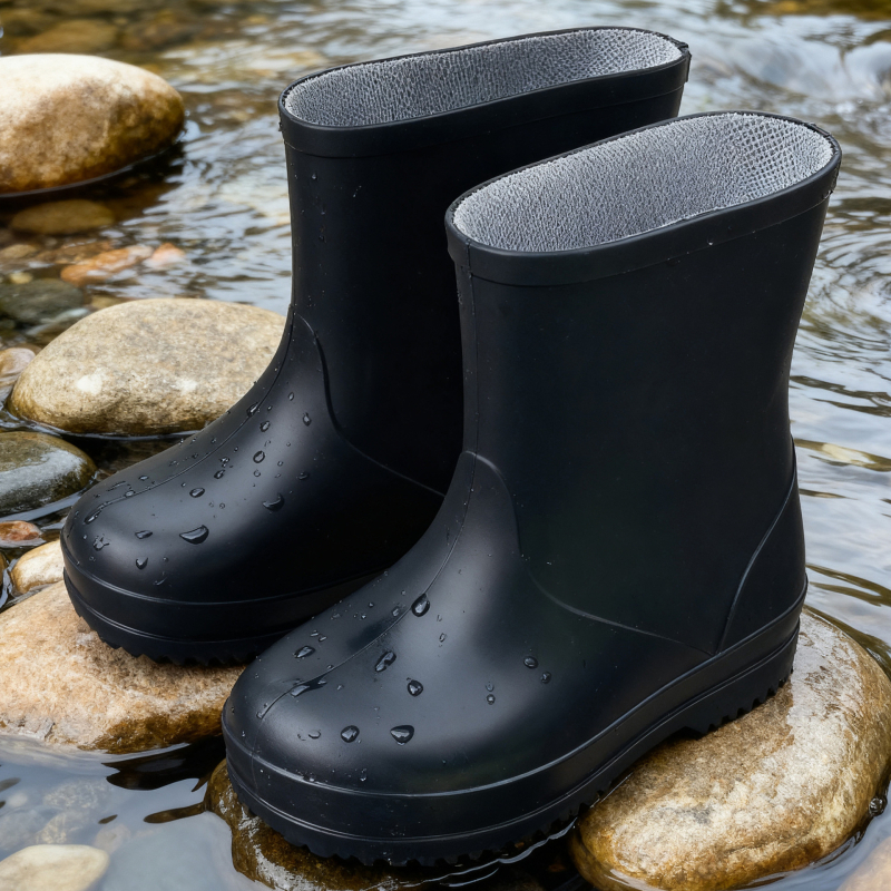 Detské dažďové topánky, stredná výška lýtka, PVC vrchnok, vek 1–12 rokov, Jieyang Guangdong