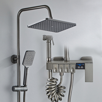 Set sprchovej hlavice s horným prúdom, mosadz, ovládanie teploty s digitálnym displejom, konštantná teplota, nástenná montáž