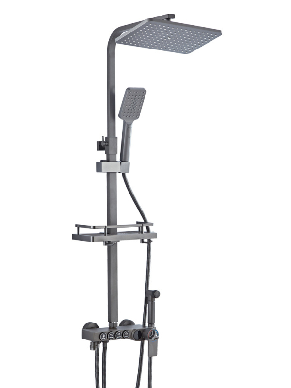 Σετ κεφαλής ντους με κορυφαίο ψεκασμό, κατασκευή από χαλκό, έλεγχος θερμοκρασίας με ψηφιακή οθόνη, σταθερή θερμοκρασία, εγκατάσταση στον τοίχο