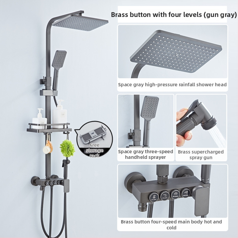 Set sprchovej hlavice s horným prúdom, mosadz, ovládanie teploty s digitálnym displejom, konštantná teplota, nástenná montáž
