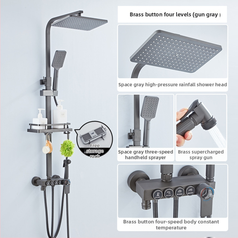 Set sprchovej hlavice s horným prúdom, mosadz, ovládanie teploty s digitálnym displejom, konštantná teplota, nástenná montáž