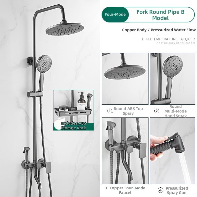 Set sprchovej hlavice s horným prúdom, mosadz, ovládanie teploty s digitálnym displejom, konštantná teplota, nástenná montáž