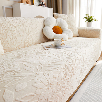 Jacquardový velúr poťah na trojmiestny gauč, kvetinový vzor, prispôsobiteľné spracovanie, minimalistický štýl