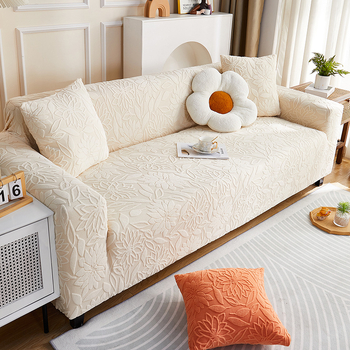 Jacquardový velúr poťah na trojmiestny gauč, kvetinový vzor, prispôsobiteľné spracovanie, minimalistický štýl