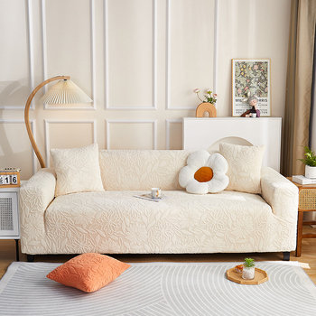 Jacquardový velúr poťah na trojmiestny gauč, kvetinový vzor, prispôsobiteľné spracovanie, minimalistický štýl