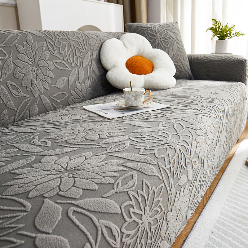 Jacquardový velúr poťah na trojmiestny gauč, kvetinový vzor, prispôsobiteľné spracovanie, minimalistický štýl