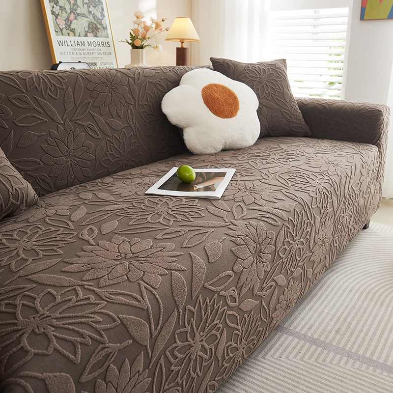 Jacquardový velúr poťah na trojmiestny gauč, kvetinový vzor, prispôsobiteľné spracovanie, minimalistický štýl