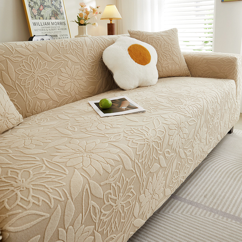 Jacquardový velúr poťah na trojmiestny gauč, kvetinový vzor, prispôsobiteľné spracovanie, minimalistický štýl