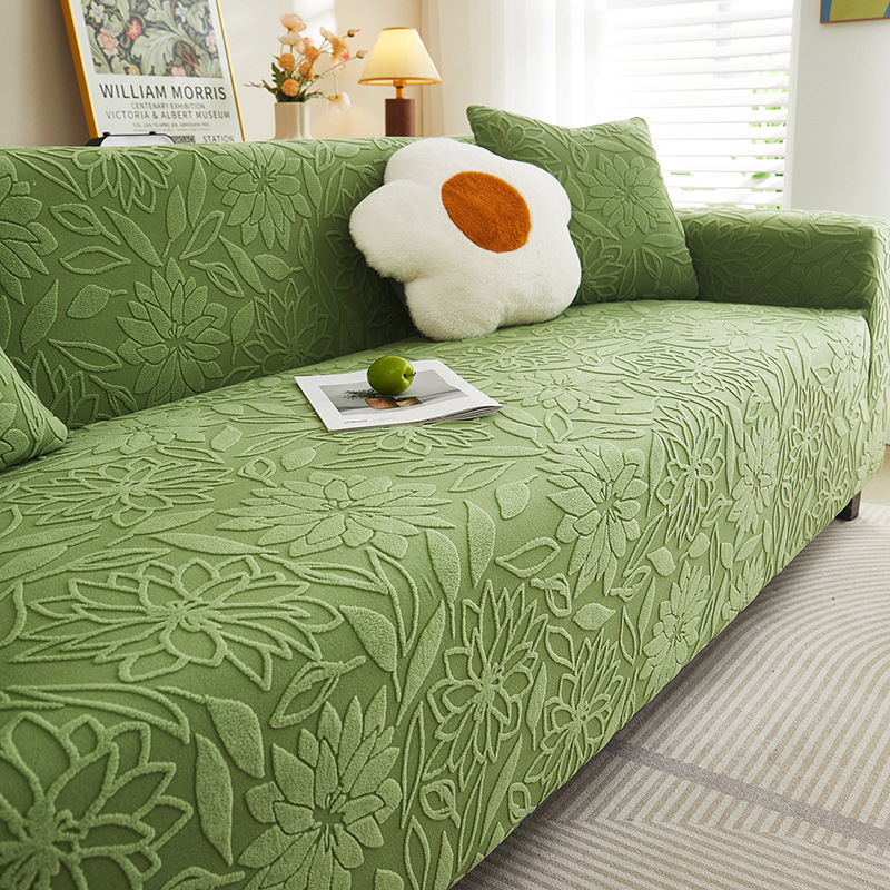 Jacquardový velúr poťah na trojmiestny gauč, kvetinový vzor, prispôsobiteľné spracovanie, minimalistický štýl