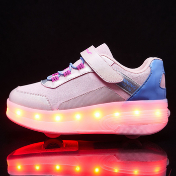 Detské roller topánky so svetelným efektom v tme a vysúvateľnými kolesami, PU kolieska, dvojité koliesko LC172