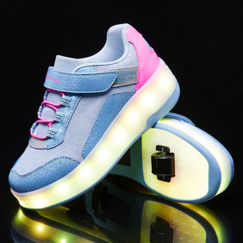 Detské roller topánky so svetelným efektom v tme a vysúvateľnými kolesami, PU kolieska, dvojité koliesko LC172