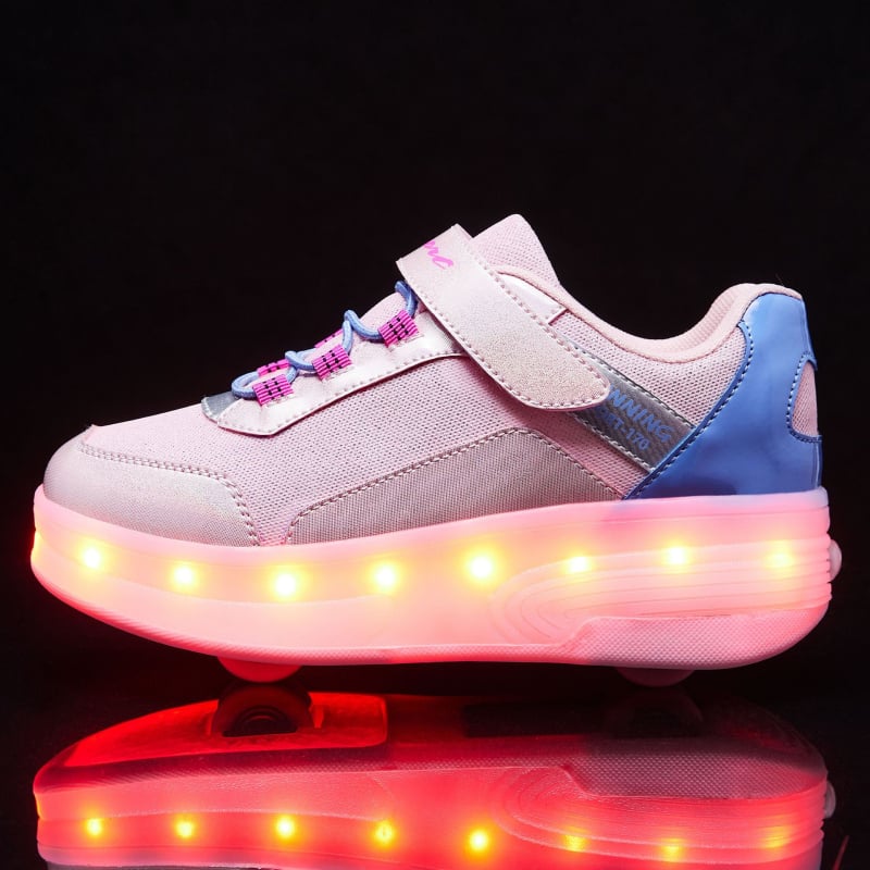 Detské roller topánky so svetelným efektom v tme a vysúvateľnými kolesami, PU kolieska, dvojité koliesko LC172