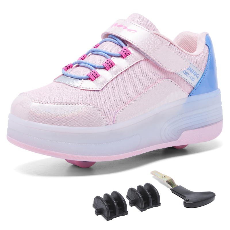 Detské roller topánky so svetelným efektom v tme a vysúvateľnými kolesami, PU kolieska, dvojité koliesko LC172