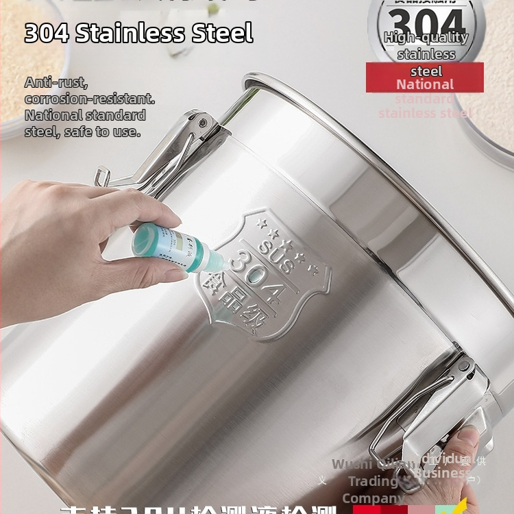 Kontajner na skladovanie ryže so zámkom proti hmyzu a vlhkosti, 304 nerezová oceľ, potravinárska kvalita