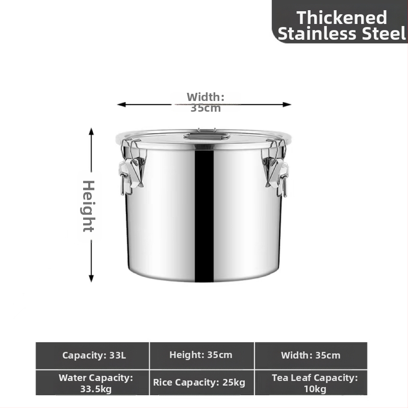 Kontajner na skladovanie ryže so zámkom proti hmyzu a vlhkosti, 304 nerezová oceľ, potravinárska kvalita