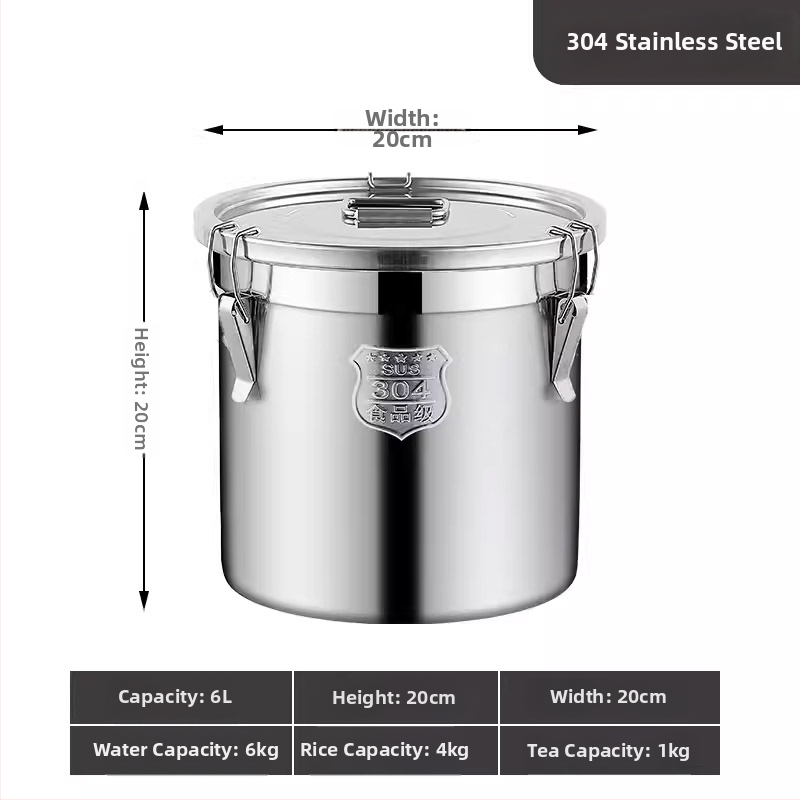 Kontajner na skladovanie ryže so zámkom proti hmyzu a vlhkosti, 304 nerezová oceľ, potravinárska kvalita