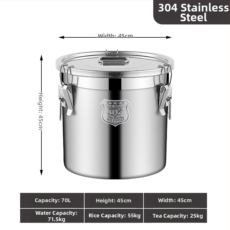 Kontajner na skladovanie ryže so zámkom proti hmyzu a vlhkosti, 304 nerezová oceľ, potravinárska kvalita