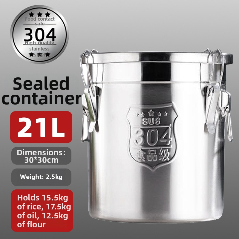 Kontajner na skladovanie ryže so zámkom proti hmyzu a vlhkosti, 304 nerezová oceľ, potravinárska kvalita