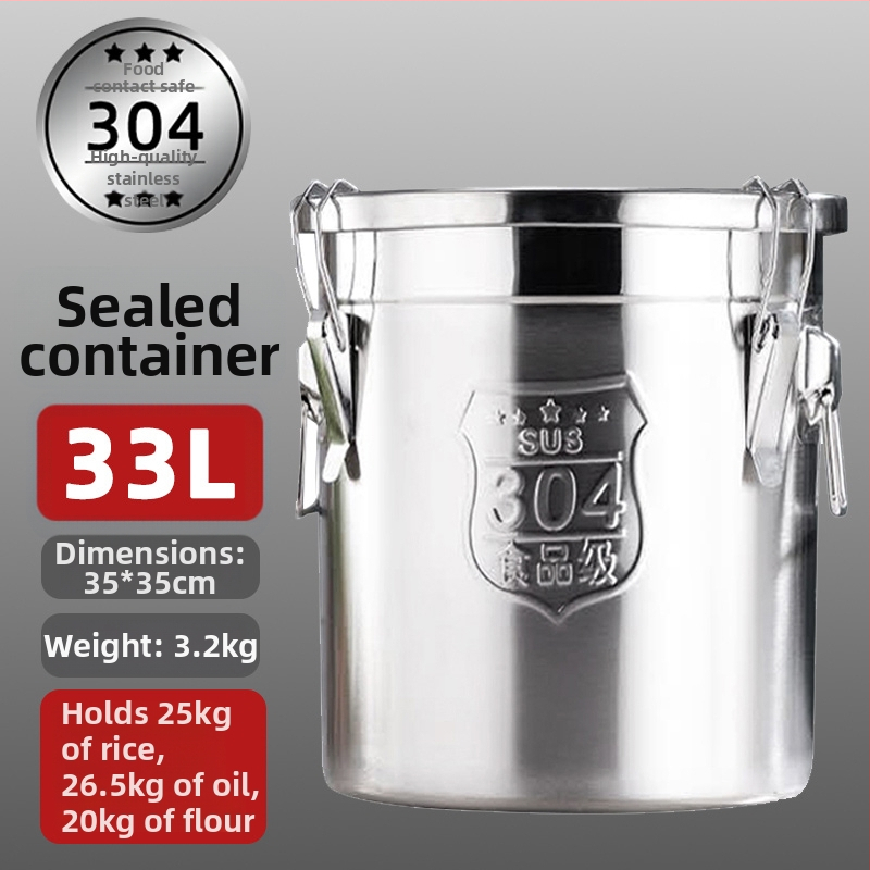 Kontajner na skladovanie ryže so zámkom proti hmyzu a vlhkosti, 304 nerezová oceľ, potravinárska kvalita