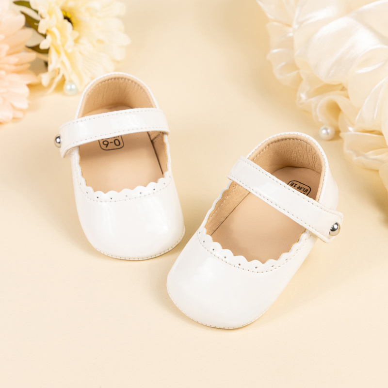 Princeznovské topánky pre batoľatá s protišmykovou gumovou podrážkou, PU vrchná časť, zapínanie na suchý zips, nízky strih