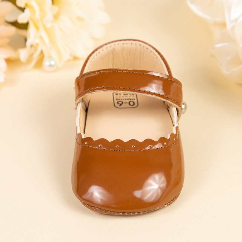 Princeznovské topánky pre batoľatá s protišmykovou gumovou podrážkou, PU vrchná časť, zapínanie na suchý zips, nízky strih