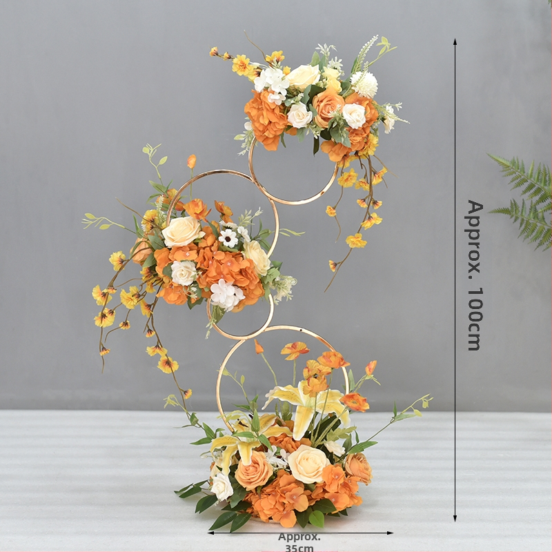 Donut tvarovaný ozdobný kovový kvetinový doplnok so hodvábnymi margarétami