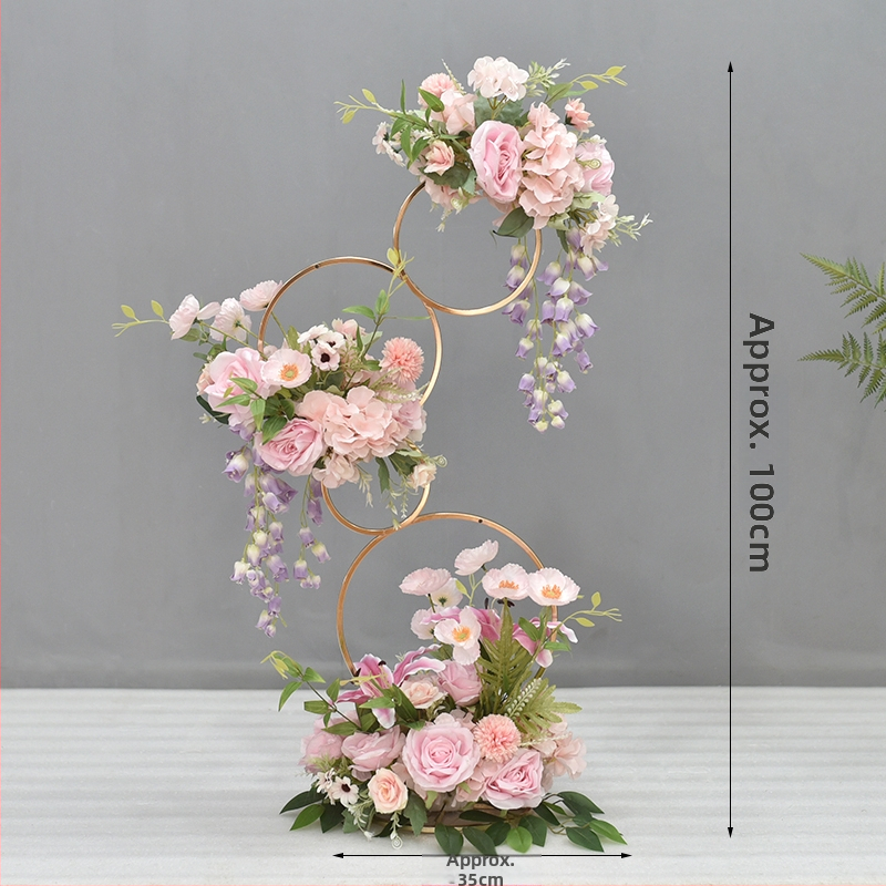 Donut tvarovaný ozdobný kovový kvetinový doplnok so hodvábnymi margarétami