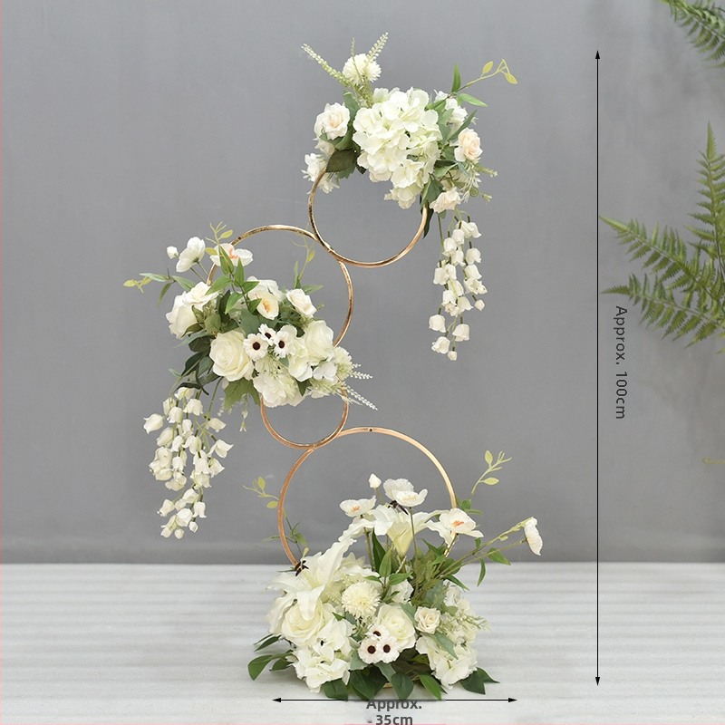 Donut tvarovaný ozdobný kovový kvetinový doplnok so hodvábnymi margarétami