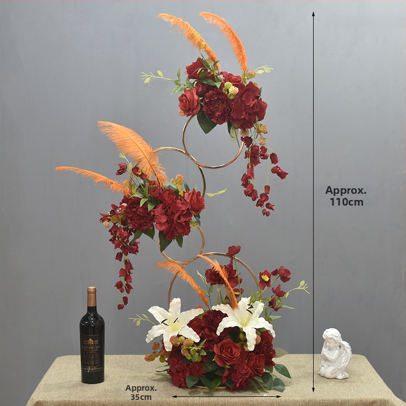 Donut tvarovaný ozdobný kovový kvetinový doplnok so hodvábnymi margarétami