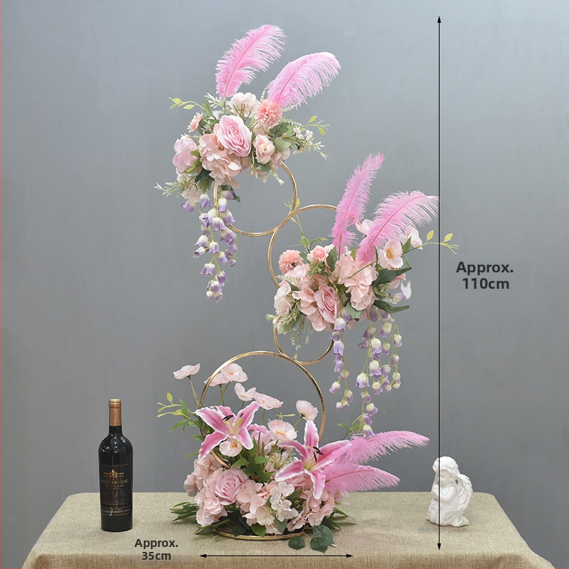 Donut tvarovaný ozdobný kovový kvetinový doplnok so hodvábnymi margarétami