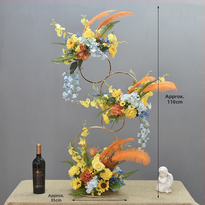 Donut tvarovaný ozdobný kovový kvetinový doplnok so hodvábnymi margarétami