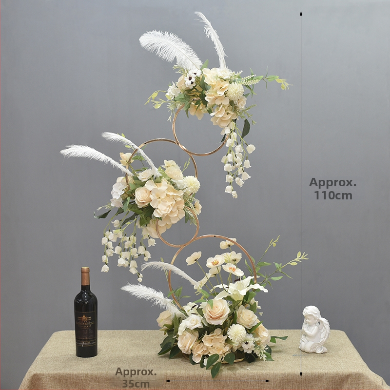 Donut tvarovaný ozdobný kovový kvetinový doplnok so hodvábnymi margarétami