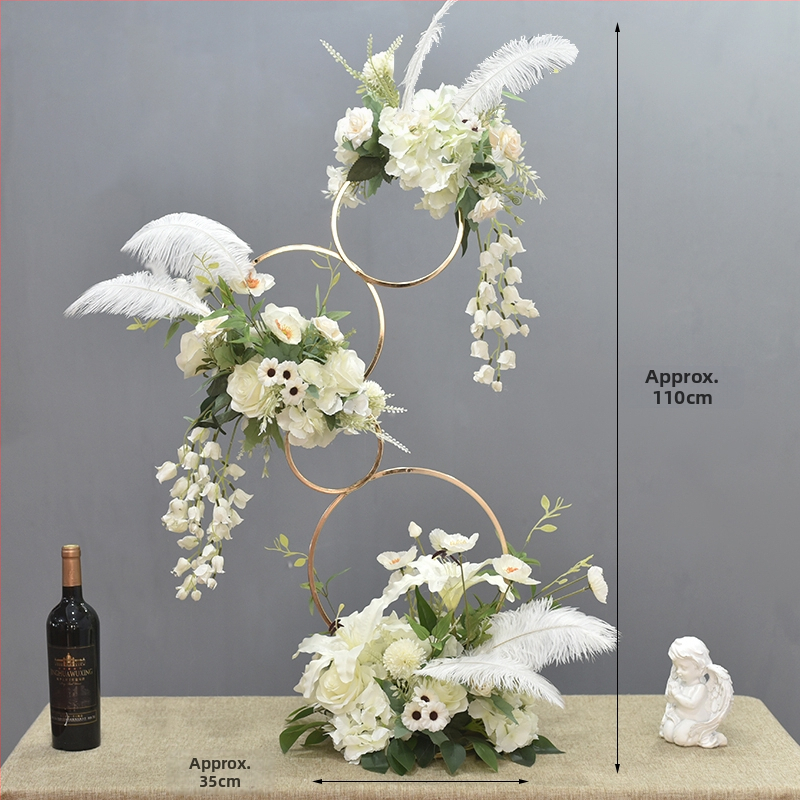 Donut tvarovaný ozdobný kovový kvetinový doplnok so hodvábnymi margarétami