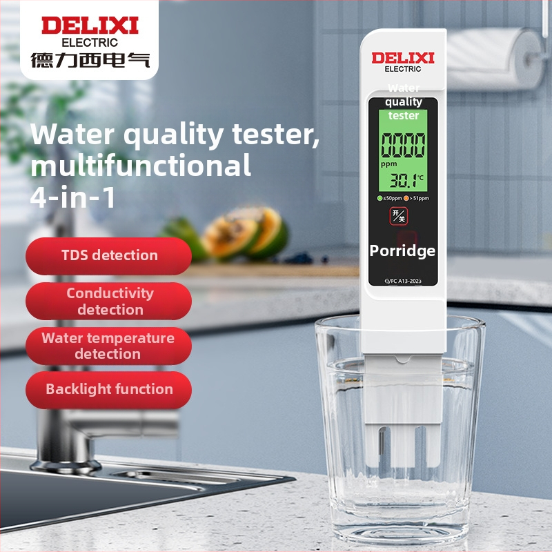 Delixi DLX-GM766 Prenosný analyzátor kvality vody – TDS merač pre vodu z kohútika a pitnú vodu, rozsah merania 0-9990 ppm, presnosť ±2% FS, napájanie 3V