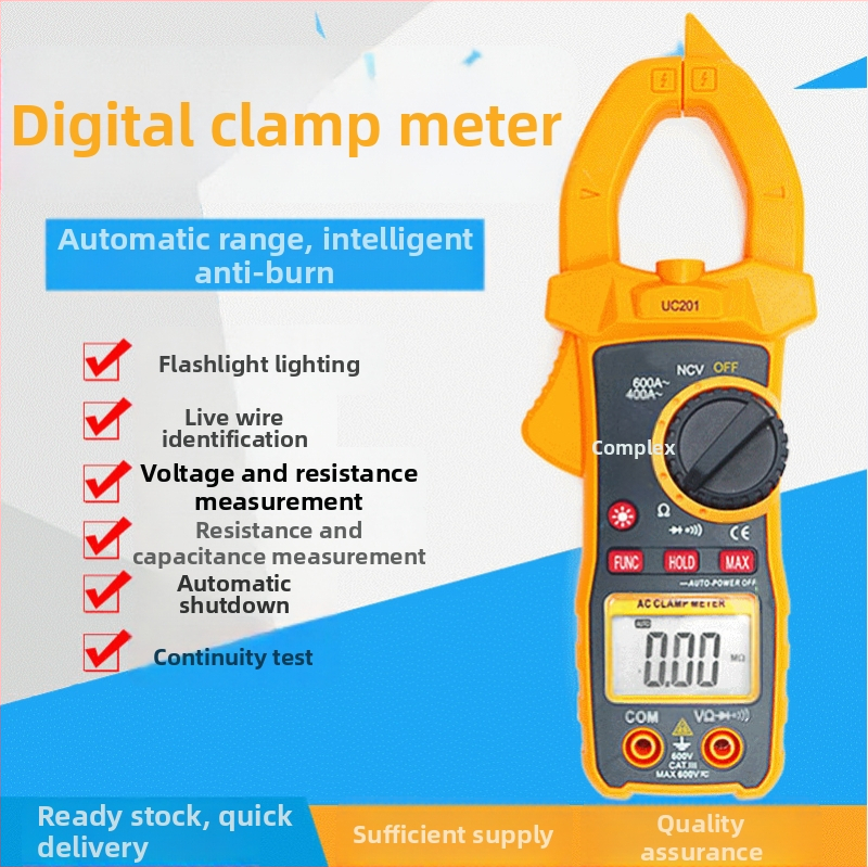 Digitálny klipový ampermeter s napätím do 600 V, automatický rozsah, otvor klipu 25 mm, displej 1999 bodov