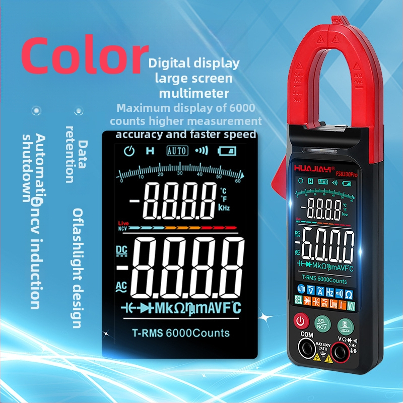 Kliešťový multimeter s veľkým displejom, viacfunkčný, automatický, proti pripáleniu
