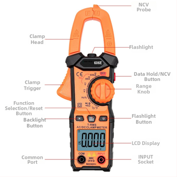 Digitálny klipový multimeter VC606D/VC606E, merací rozsah prúdu 4A–600A, merací rozsah napätia 400mV–600V, automatické nastavenie rozsahu