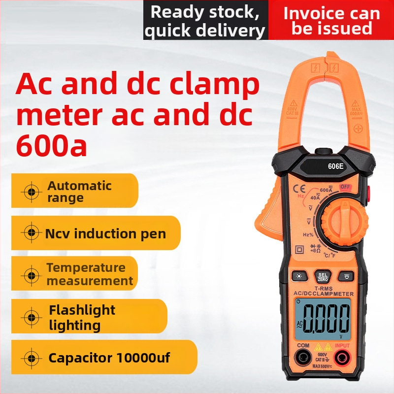 Digitálny klipový multimeter VC606D/VC606E, merací rozsah prúdu 4A–600A, merací rozsah napätia 400mV–600V, automatické nastavenie rozsahu