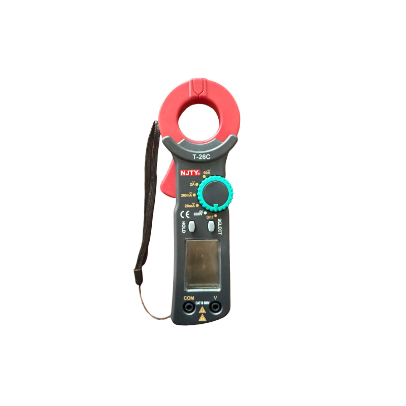 NJTY Digitálny klešťový merací prístroj T26C – 3,5‑miestny displej, Ručné nastavenie rozsahu, Únikový prúd, Uloženie údajov