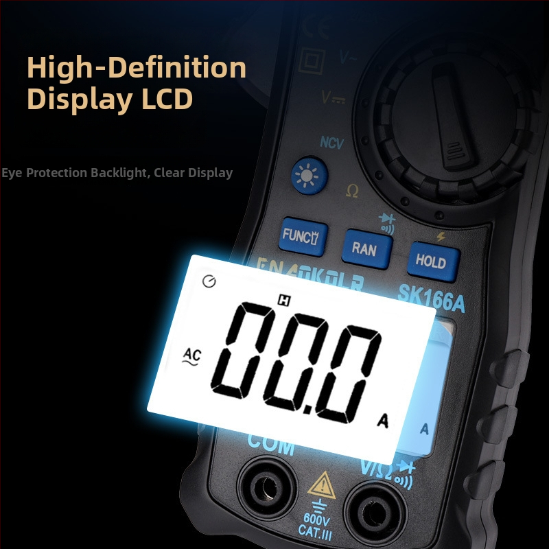 Klemšu mērītājs, 600 A diapazons, displejs ar 1999 rādījumiem, CE/FCC sertificēts