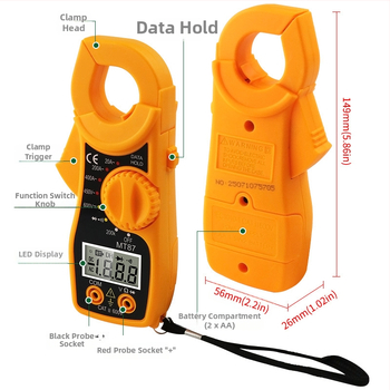 MT87 skaitmeninis klampinis multimetras su skaitmeniniu ekranu, pilna apsauga, laidumo testas su pyptimu, srovės matavimas