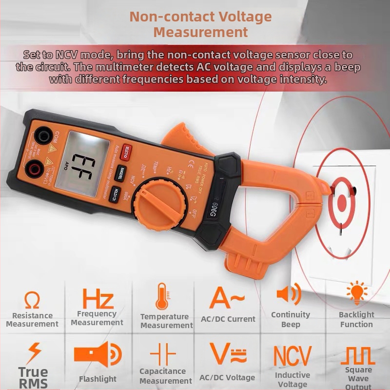 Digitálny klešťový multimeter VC606G/VC606H; typ: digitálny klešťový multimeter; napätie do 1000 V; prúd do 600 A; otvor kleští 25 mm