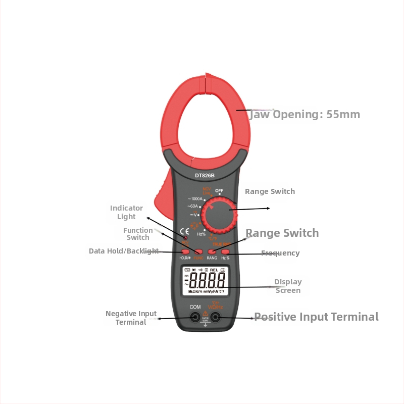 Klāmpa ampermeters 826B6000, vieds digitālais ar automātisko diapazonu, temperatūras mērījums, 1000 A