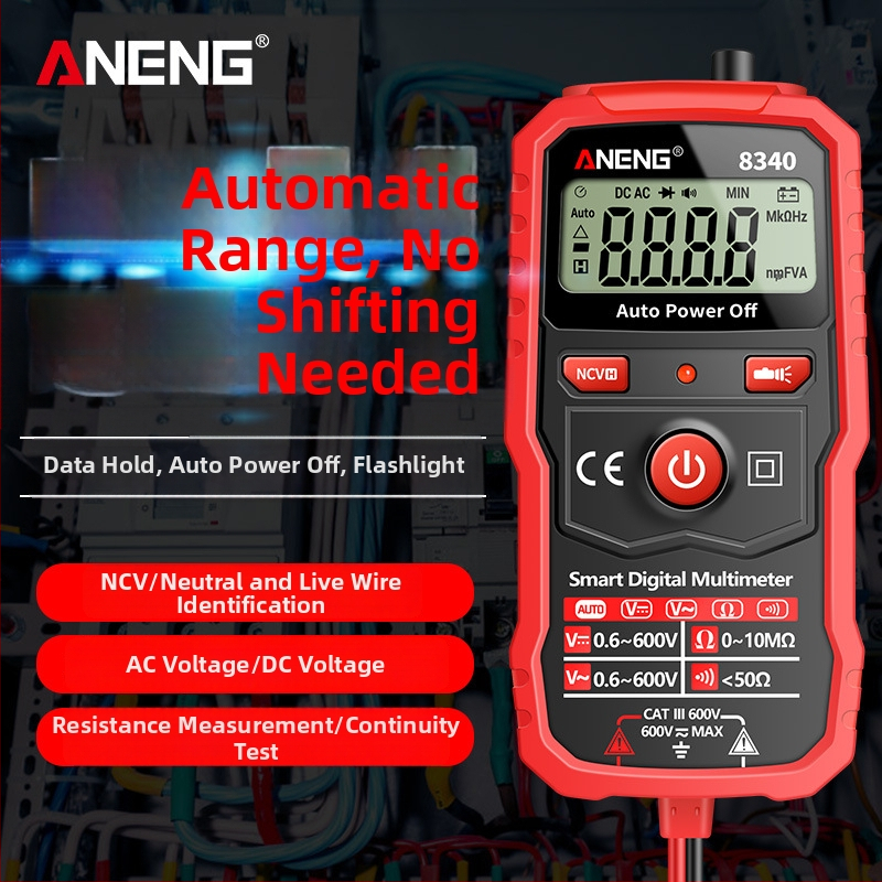 ANENG digitálny multimetr s automatickým rozsahom, vysoko presný, ochrana proti vzplanutiu, kompaktný ručný dizajn, pre domáce použitie