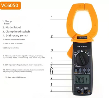 Victory VC6050/VC6052 Digitálny klampmeter AC/DC, 2000 A, 3999 zobrazení