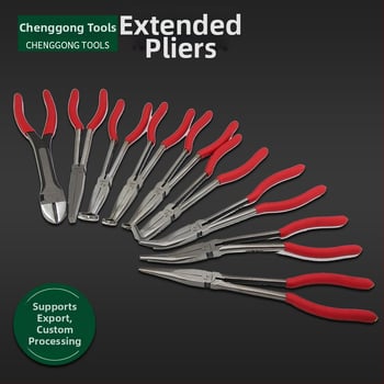 Klešta s dugim nosom, duge savijene čeljusti, 45° O-tip, 55# čelik